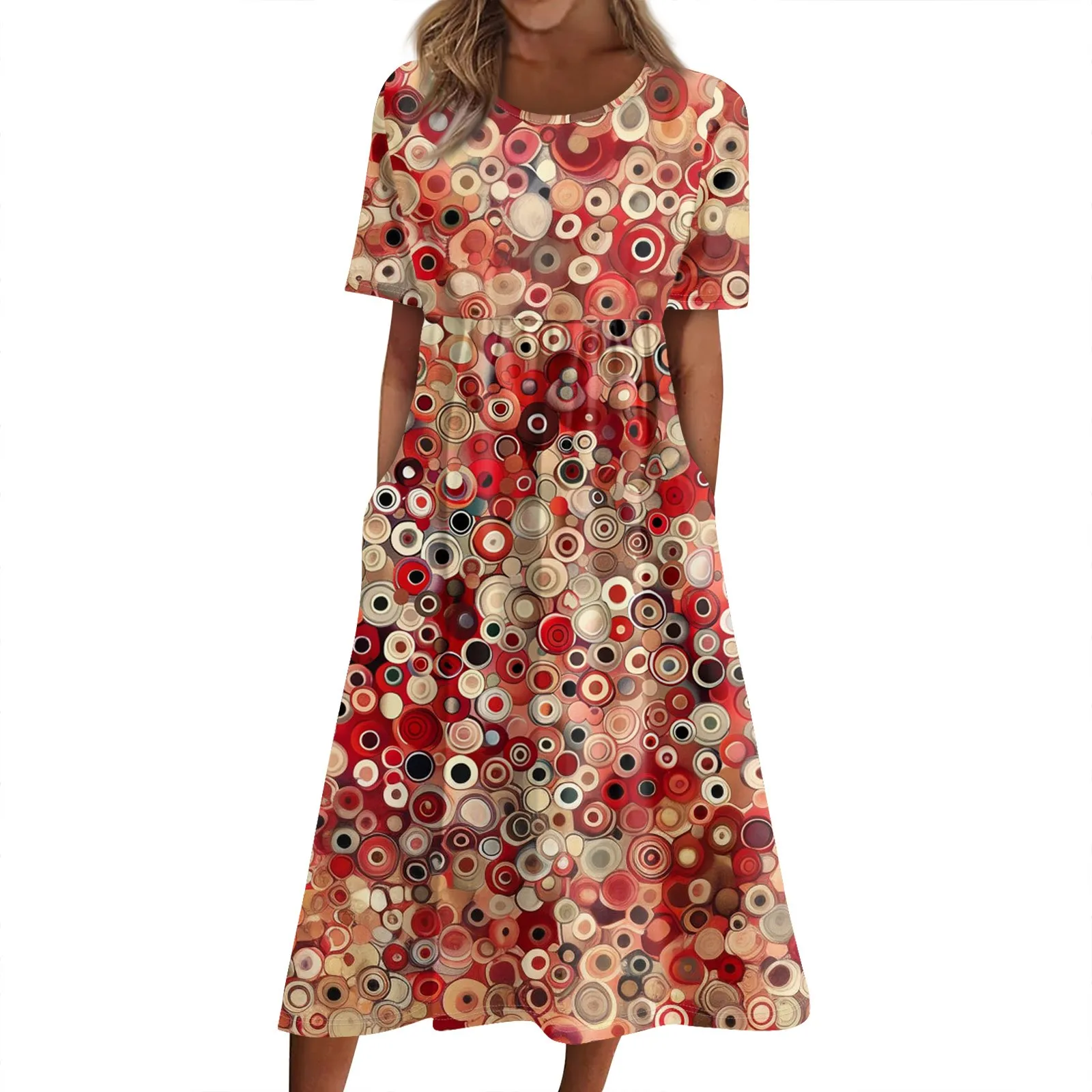 Boho Blumen druck Frauen Kleid Sommer lässig Rundhals ausschnitt Kurzarm eine Linie lange Kleider weibliche Strand urlaub Sommerkleid