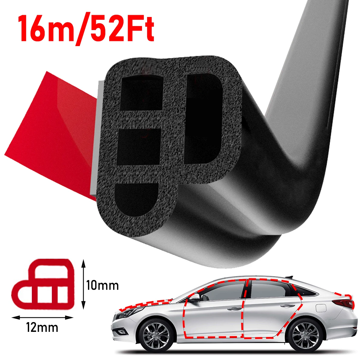 

Car Door Seal Strip Rubber Double Layer Noise Insulation Auto Trunk Hood Sealing Weather Strips Sticker Soundproof Accessories