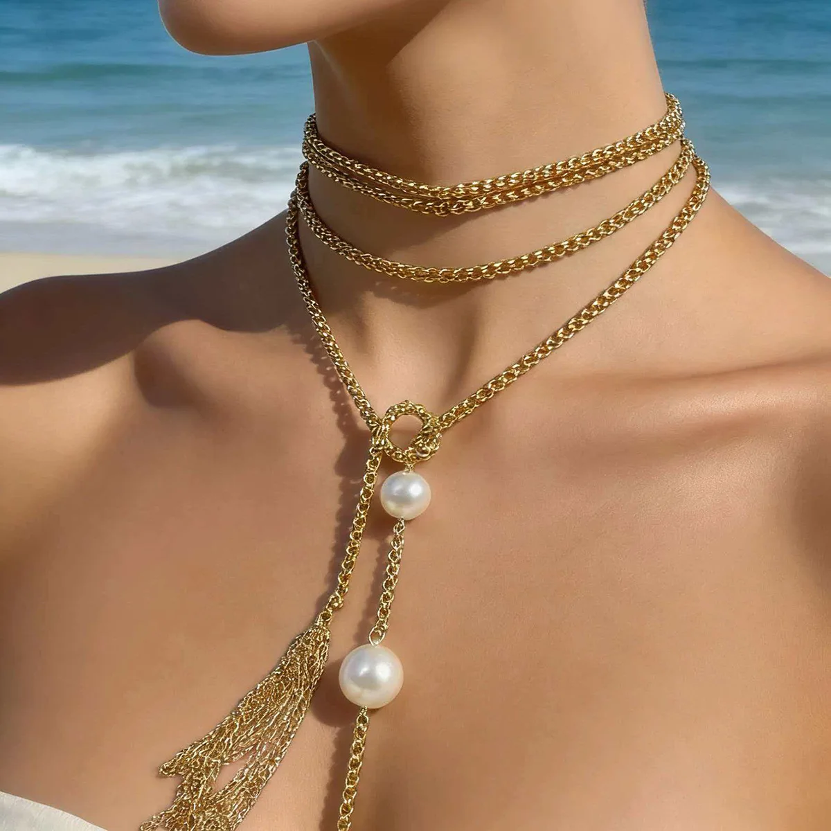 Cross border accessories, minimalist necklace, fashionable irregular thin snake bone chain, ins style pendant long sweater chain