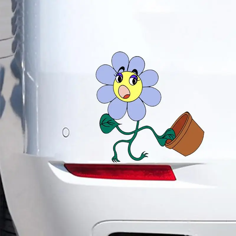 Flower Car Stickers Funny Humanoid Flower Car Stickers Car Headlight Flower Sticker For Auto Electric Vehicle Motorcycle Suv