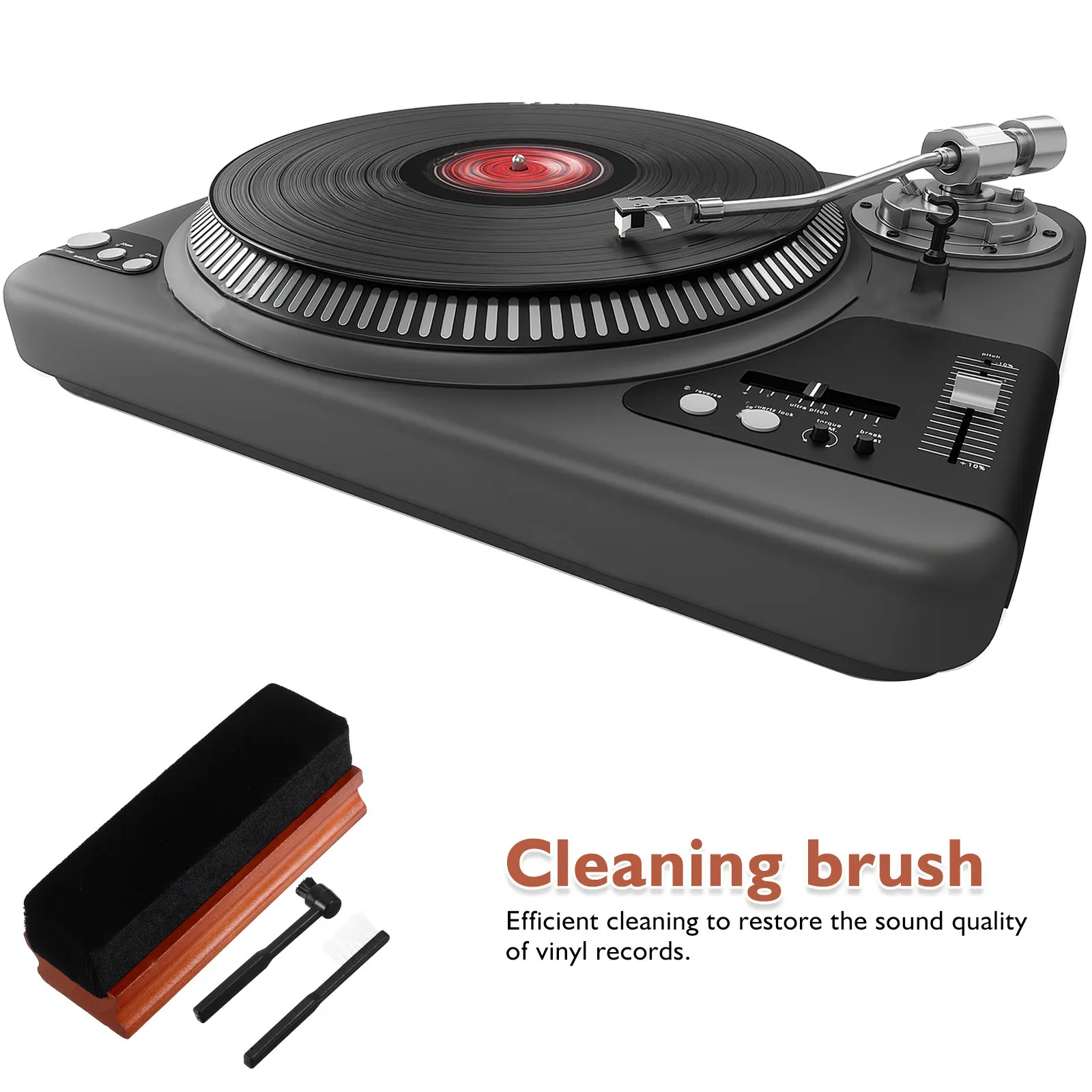 1Set Vinyl Record Cleaning Brush Static Remover Kit Wooden Handle Efficient Dust Cleaner for Turntable Album Accessories