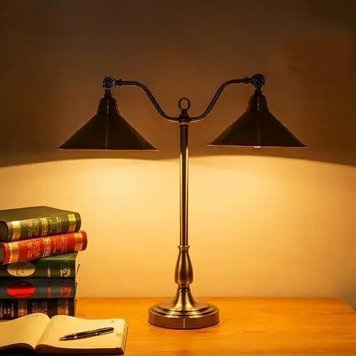 European retro double-headed bar table lamp neoclassical American living room bedroom study soft decorative lamp