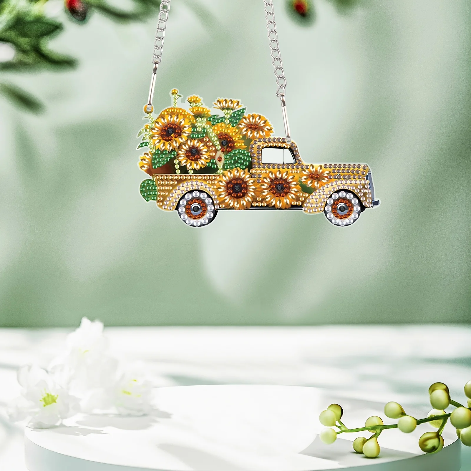 

Алмазная живопись, наборы подвесок, DIY Подсолнухи и автомобиль, алмазная живопись, набор для подвешивания, набор для окон для взрослых, украшение для дома