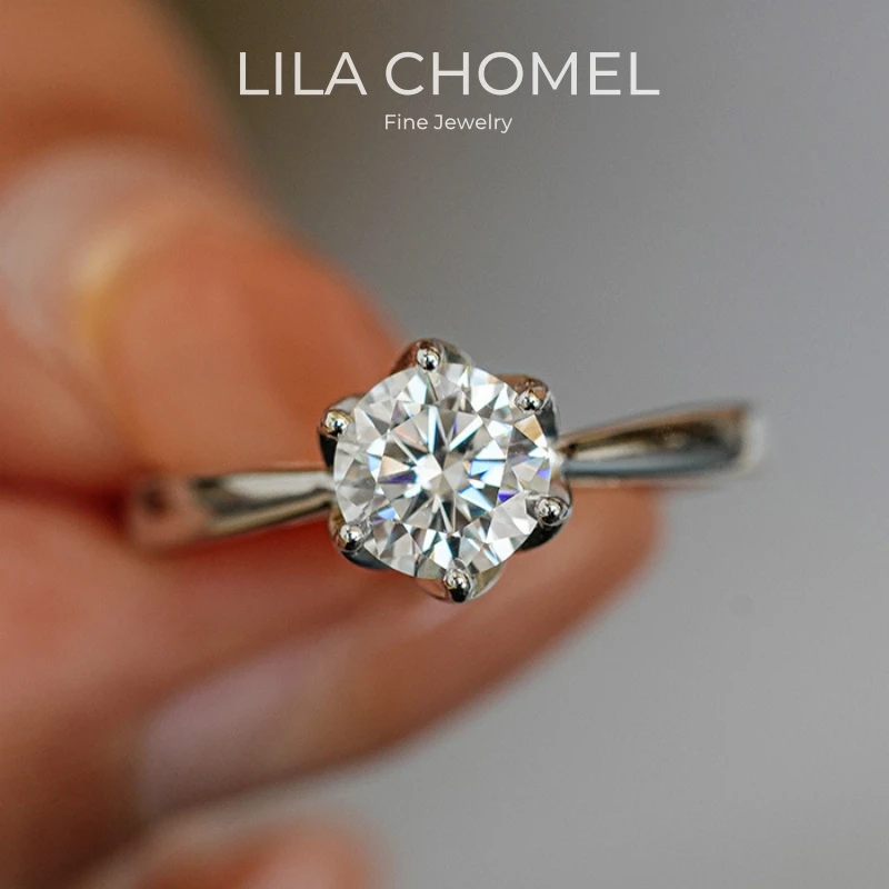 

Daughter Birthday Gift 18K White Gold Women Valentine's Day Rings 1CT Moissanite Diamond PT950 Platinum Wedding Band Lover Party