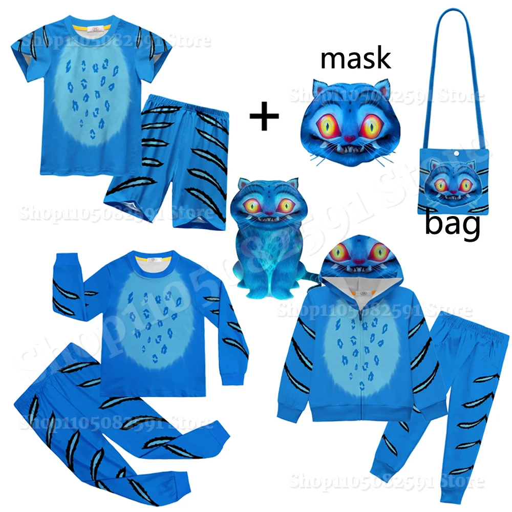 K-Pop Tiger Cosplay Demon Hunters Costume Kid Felpa con cappuccio Pantaloni Set Halloween Blue Tiger Cartoon Abiti Giacca Anime Top Felpa