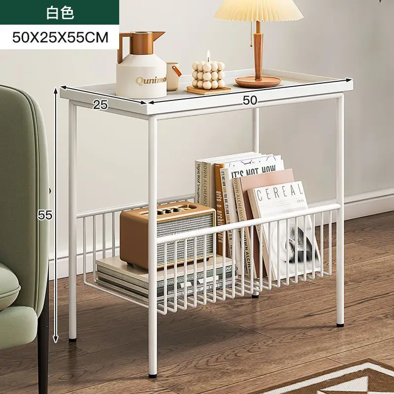 Nordic Wrought Iron Style Living Room Bedroom Shelf Bedside Floor-to-ceiling Storage Rack Finishing Storage Shelf Tea Table