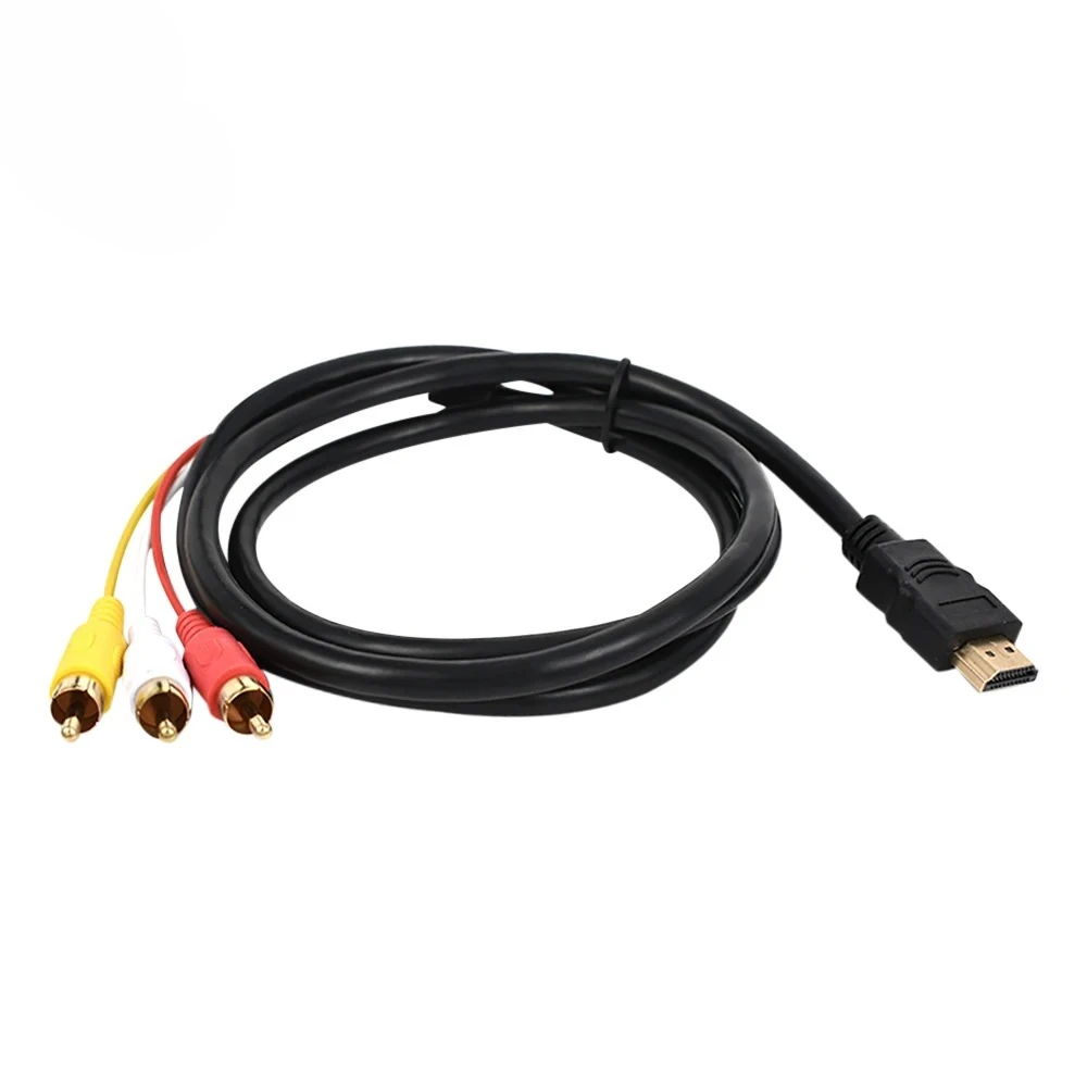 

3pcs HDMI-compatible To 3 RCA Converter Cable AV To HDMI-compatible Adapter Cord Support 480P/720P/1080P Suitable For TV Box