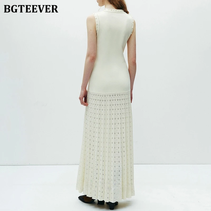 BGTEEVER Sommer Elegantes ärmelloses Damen-Höhlenkleid, stilvolles Paket, Hüftstrickkleid für Damen