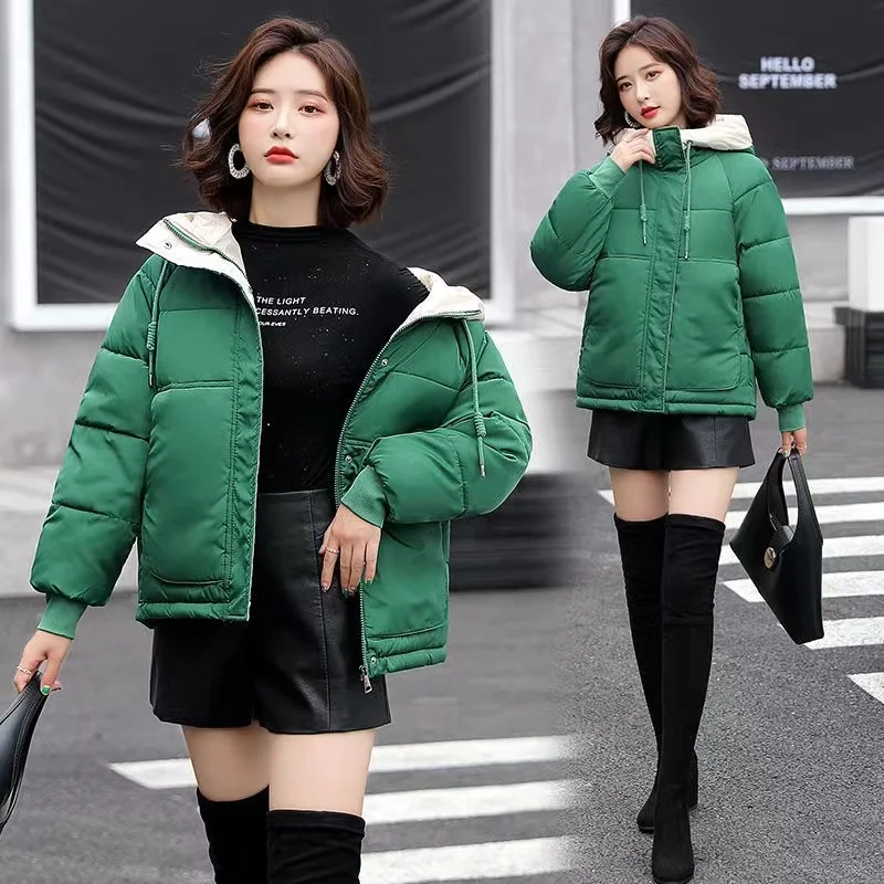 

Winter Parka Women Jacket Hooded Down Cotton Jacket 2023 New Female Casual Loose Thick Warm Coat Basic Parkas Fashion Outwear