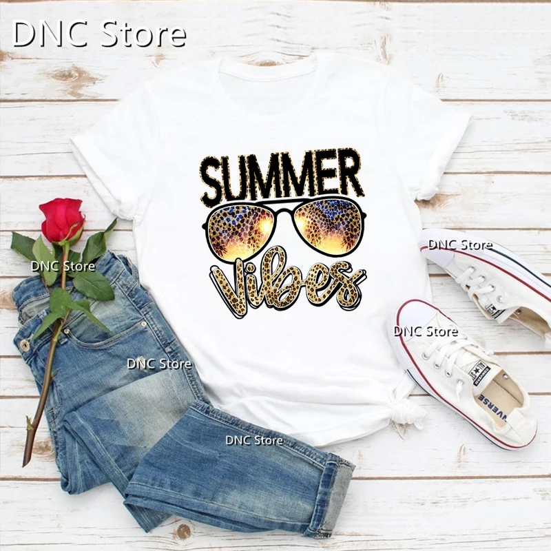 

Summer Vintage Retro Print T-Shirt Femme Fashion Harajuku Women'S T-Shirts Aesthetic Clothe Casual Coastal Beach Women'S Top