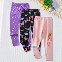 3 pezzi Leggings per ragazze primavera e autunno moda pantaloni stampati elasticizzati Leggings per bambini per ragazze 1-8y autunno abbigliamento quotidiano all'aperto