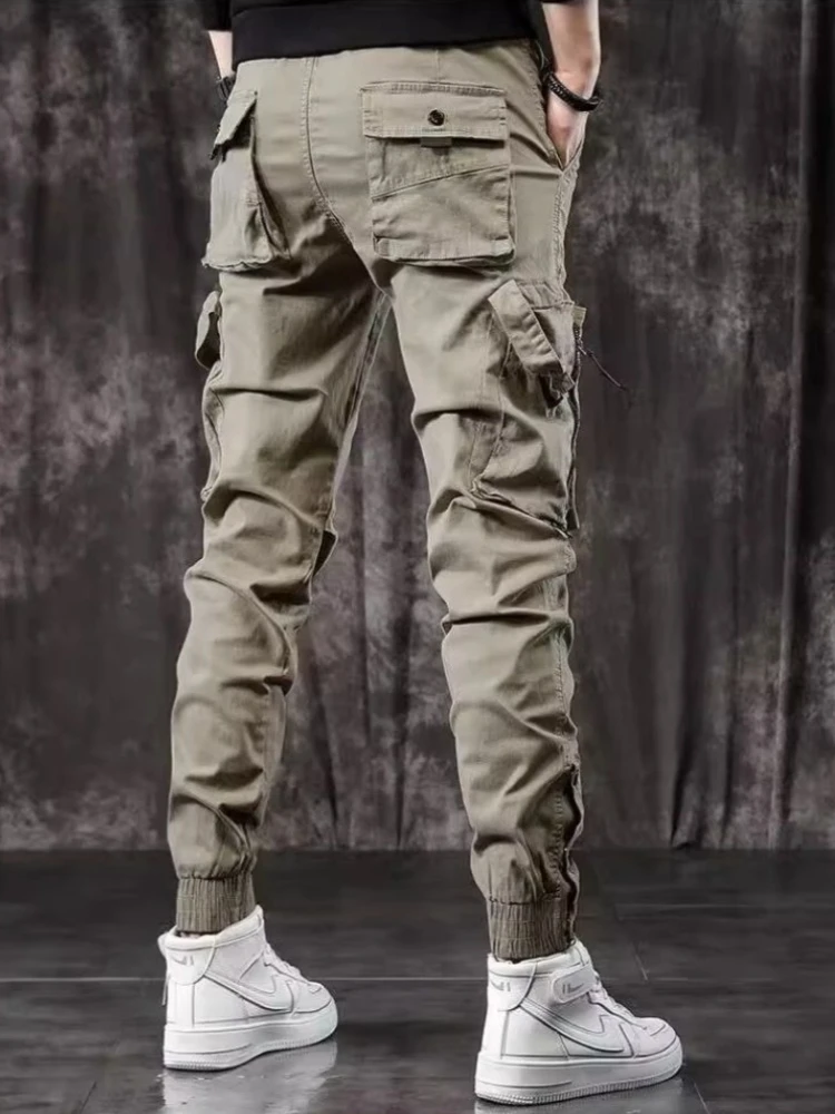 

Men's High End Functional Cargo Pants Slim Fit Tapered Leg Spring Autumn Utility Workwear Design Elastic Cuff Sports Pants