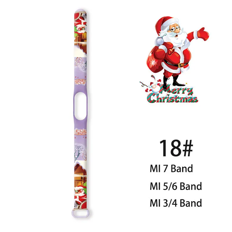 For Xiaomi Mi Band 7 6 5 4 3 Christmas Santa Series Strap replace Straps Bracelets Silicone Watch for MI Band Wristband Strap