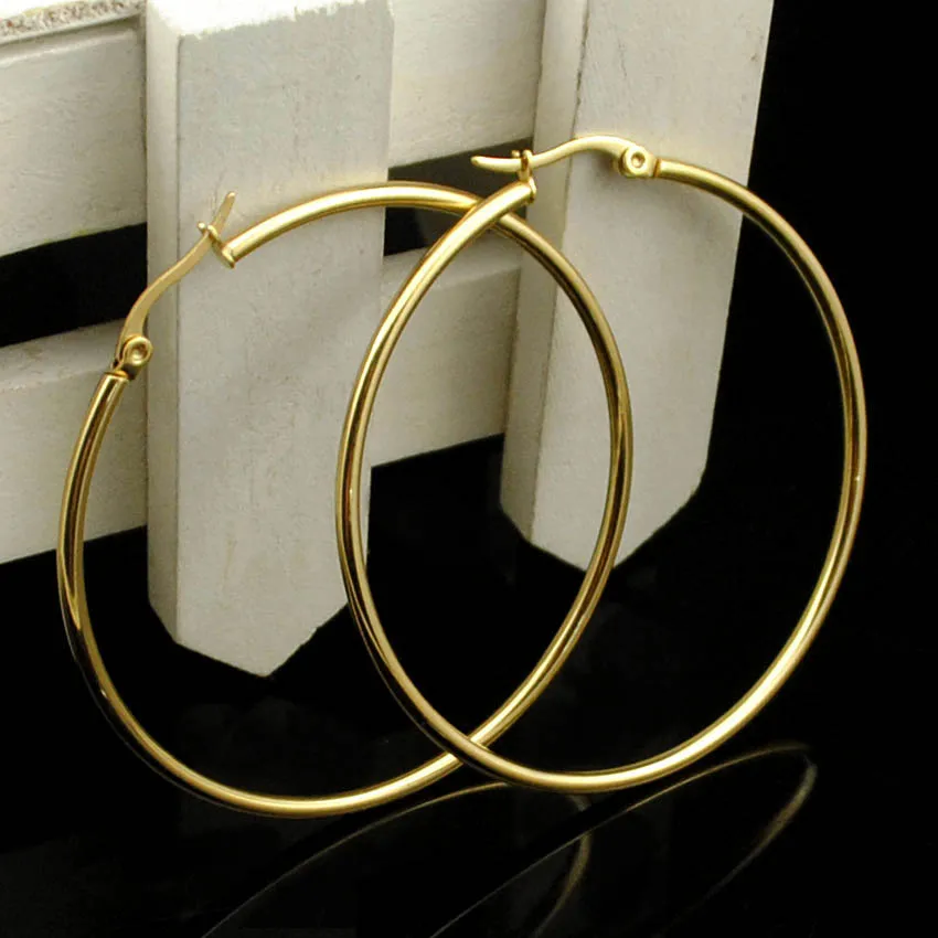 CHIMDOU Gold color Stainless Steel Earrings 2024 Women Small or Big Hoop Earrings Party Rock Gift, Two colors wholesale