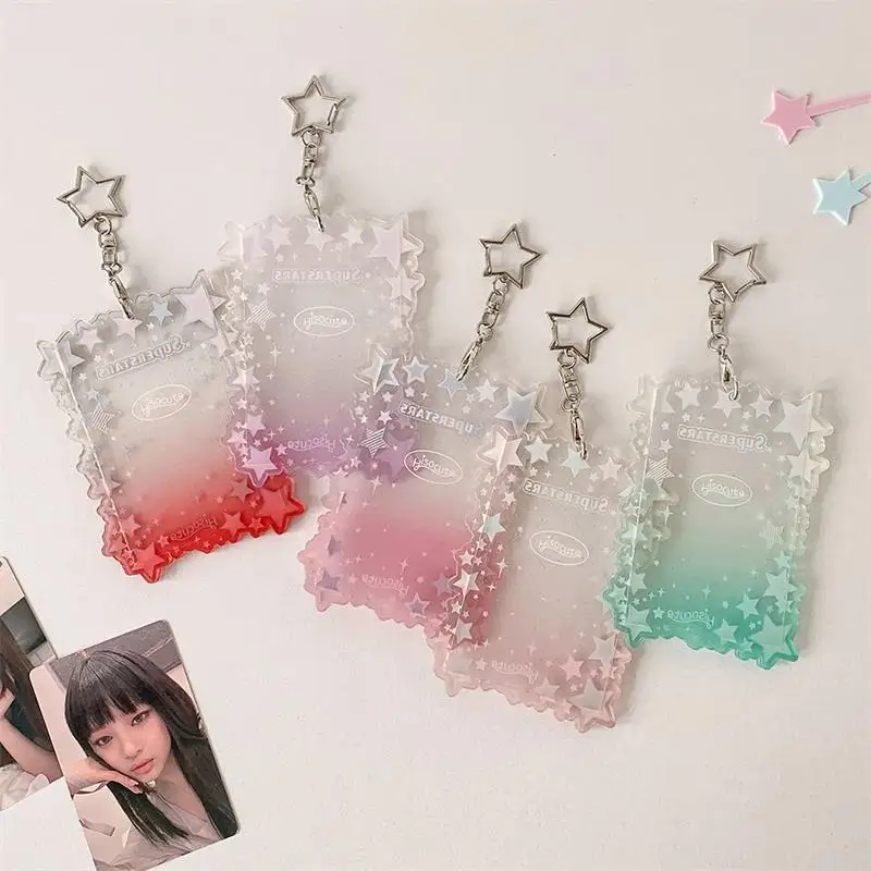 Cute Star Gradient PVC Photocard Holder For Idol Cards – Keychain, Bag Pendant, Gift