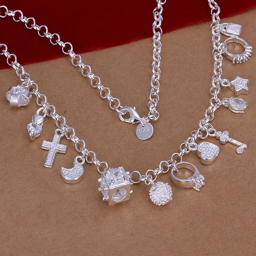 925 Sterling Silver Necklace 45cm Wedding Women Noble Luxury Gorgeous Charms Fashion Lady Jewelry