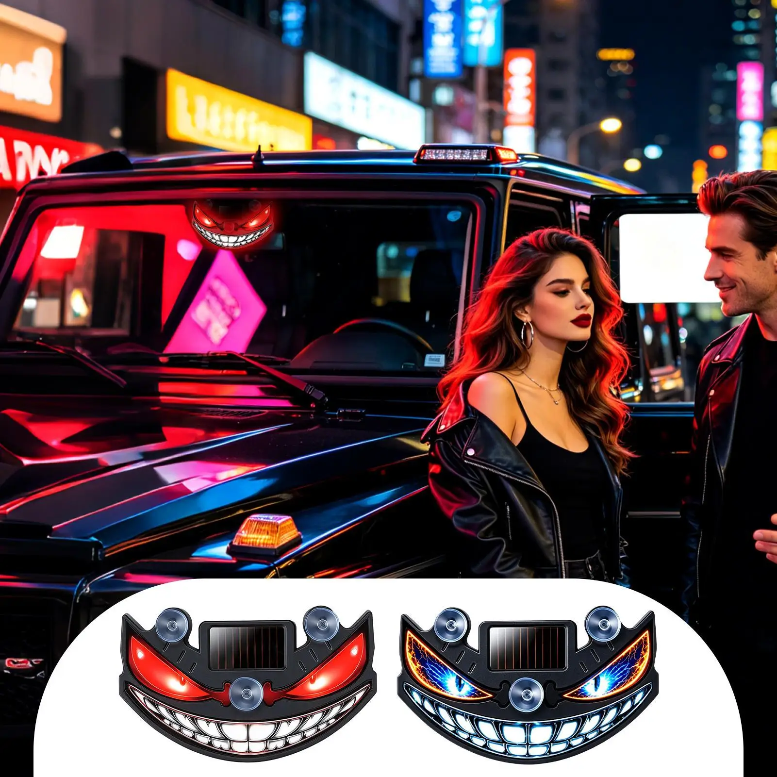 Led Eyes For Car Windshield USB Solar Powered Waterproof Sticker Wireless Led Windshield Eyes For RV Home Vehicles Holiday