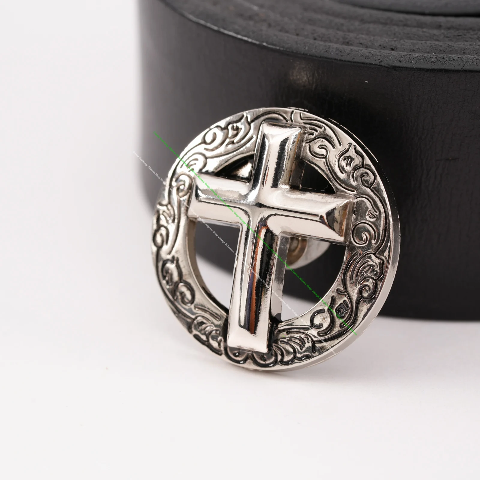 10PC 35MM Western Nickle Silver Cross Engraved Edge Saddles Decor Conchos Screwback