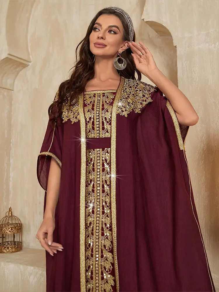 Eid conjunto de 2 peças com vestido interno festa abaya feminino ramadan cardigan vestido longo ternos kaftan vestidos largos robe muçulmano jalabiya