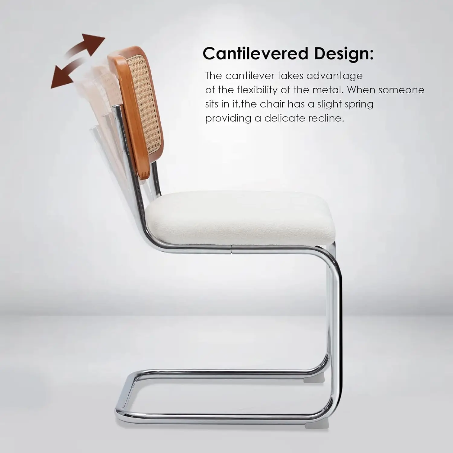 Kitchen Dining Chairs Set Of 2,Mid- Modern Chair Armless Mesh Backrest Cane Rattan Chairs For Home Dining Room(White,Velvet)