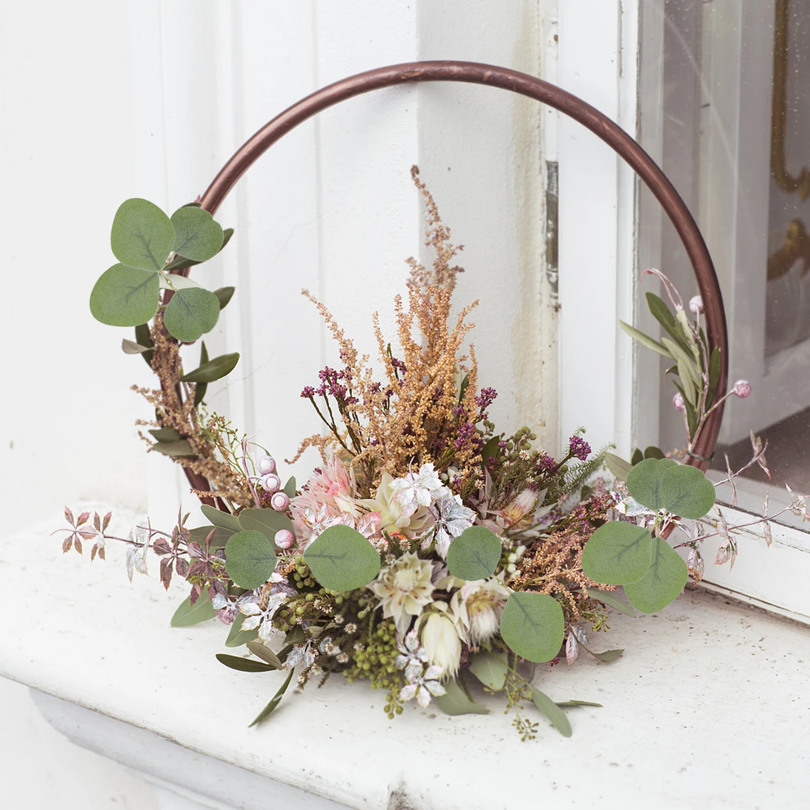 

40pcs Faux Eucalyptus Leaves Realistic Soft DIY Wreath Supplies Wedding Home Decor Greenery Artificial Flowers