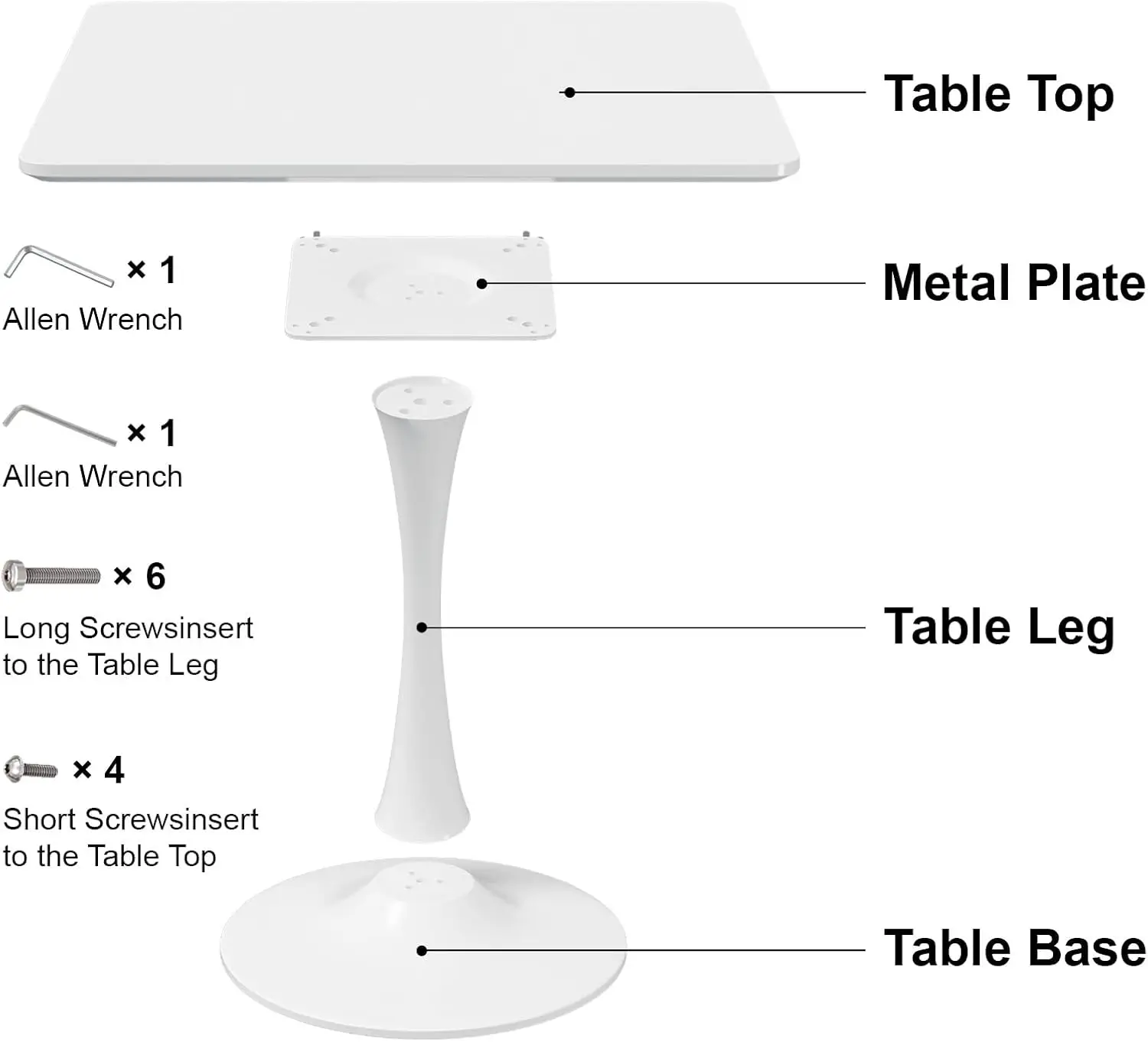 Mesa Tulip cuadrada blanca para mesa de comedor pequeña de 2, 24 pulgadas con base de pedestal de metal para cocina, mesa moderna de mediados de siglo