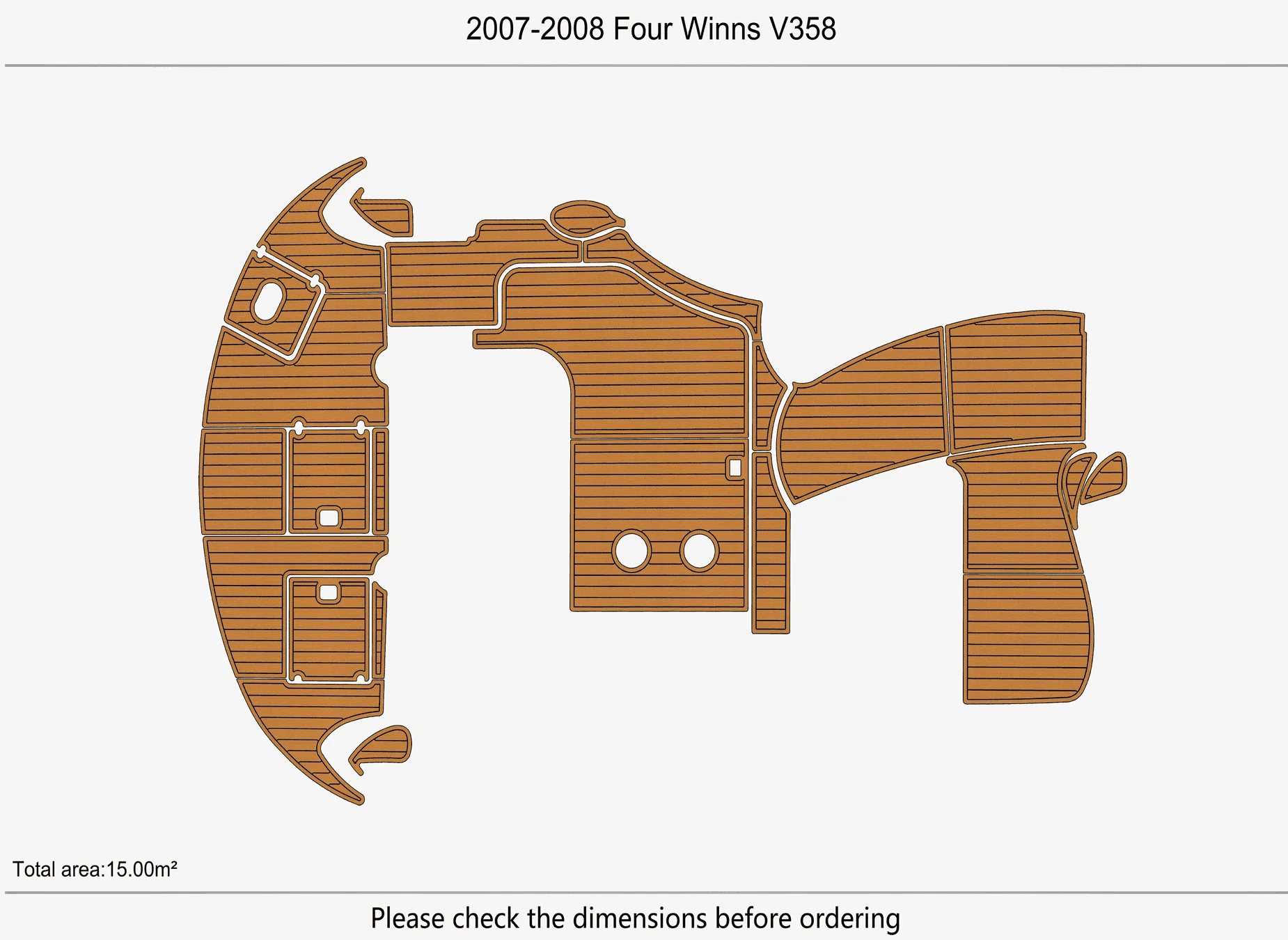 Marine Faux Teak EVA Non-Slip Mat - 2007-2008 Four Winns V358 Self-Adhesive 1/4