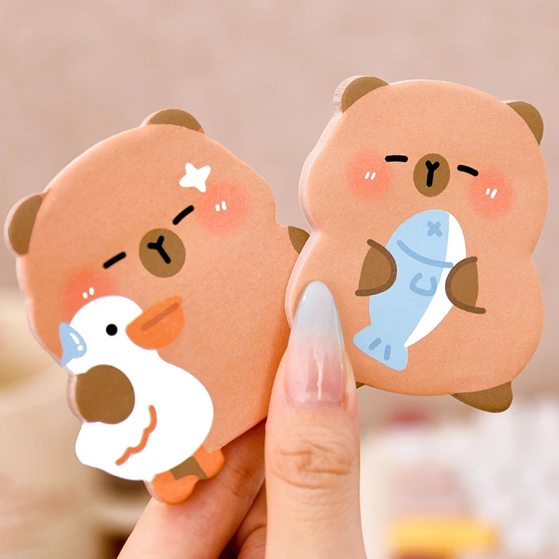 60 Sheets Cute Capybara Sticky Notes | Reusable High-Quality Cartoon Adhesive Notes for Students