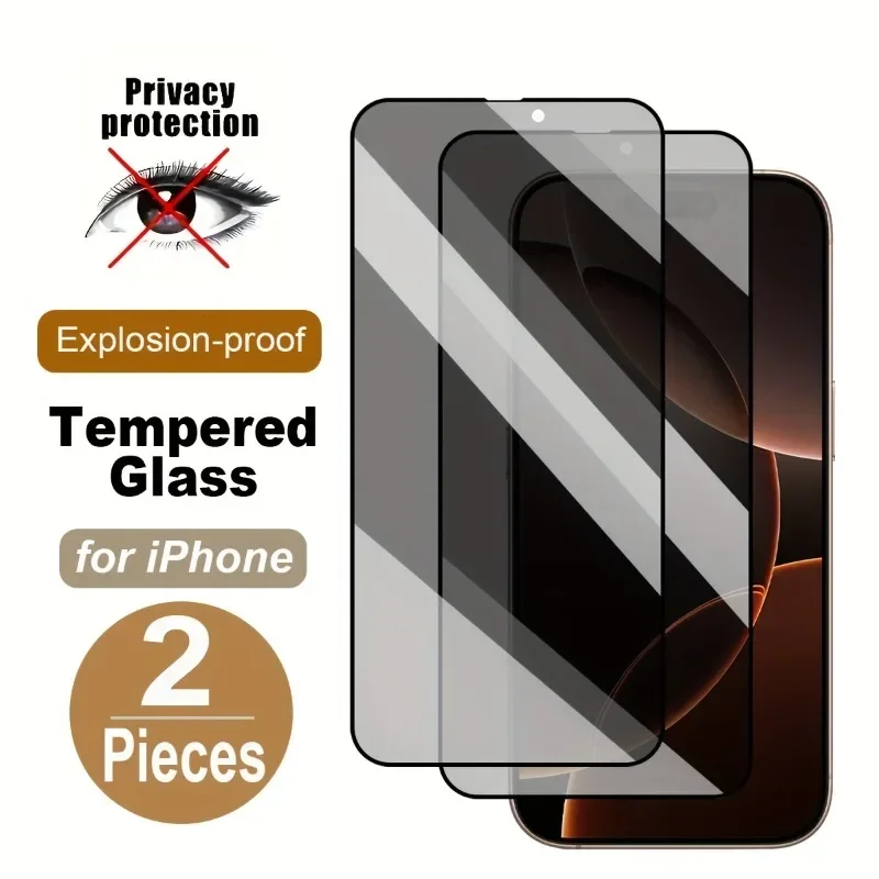 

2Packs Privacy Tempered Glass For iPhone 14 15 16 13 12 Pro Max Anti Spy Screen Protector For iPhone X XR XS Max 7 8 Plus