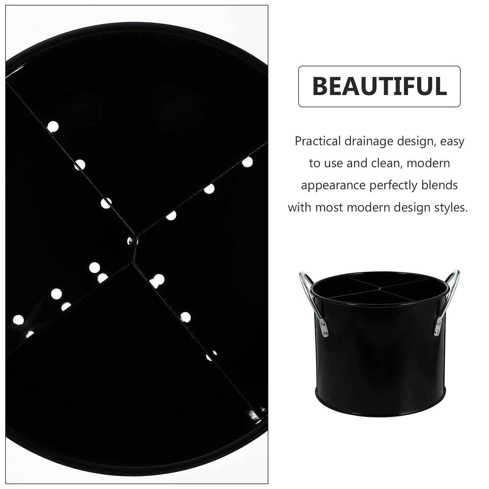

Cutlery Jar Tableware Storage Bucket Cylinder Tableware Cylinder Black Kitchen Jar Holder Bucket Stainless Steel Bin Storage