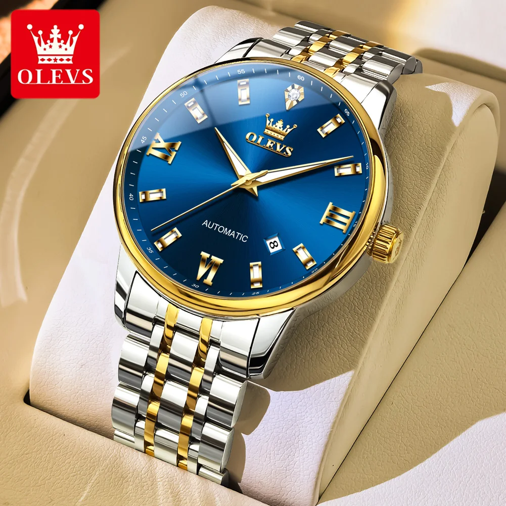 

OLEVS 6723, оригинальные мужские часы, простые модные светящиеся водонепроницаемые мужские часы с календарем, роскошные автоматические механические часы для мужчин