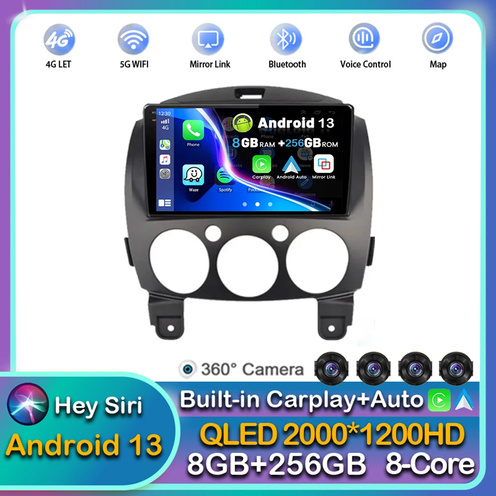 

Android 13 Carplay For MAZDA 2 Mazda2 2007 2008 2009 2010 2011 2012 2013 2014 Car Radio Multimedia Player Stereo 2DIN Head Unit