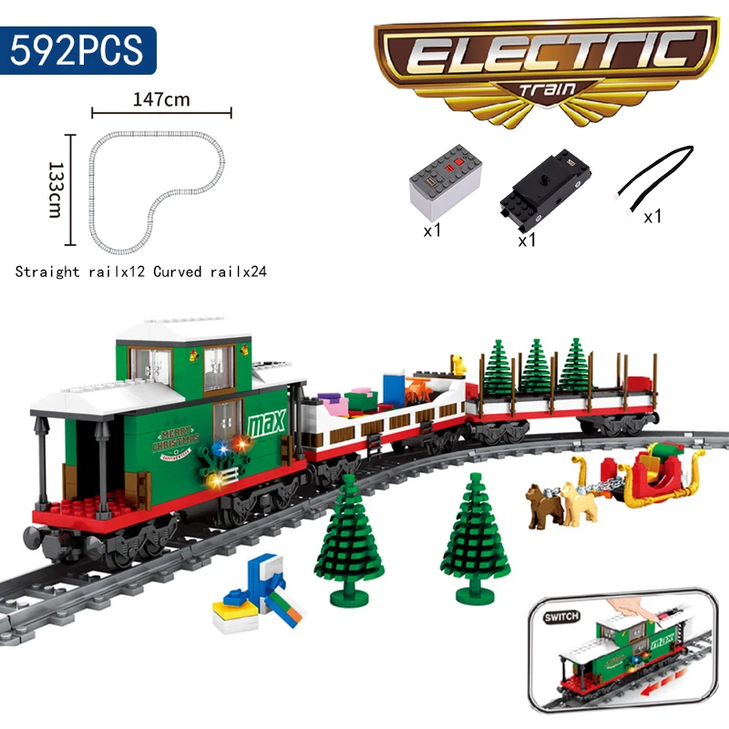 

DIY MOC City Series Bullet Train Motor Tracks Building Blocks Railroad Conveyance Model Bricks Toys for Children Christmas Gifts