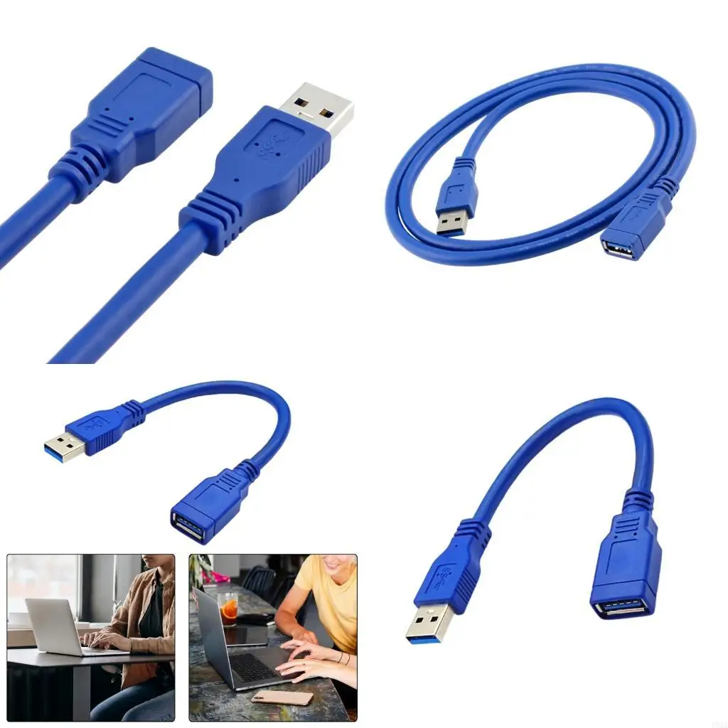 193A USB Extension Cable Data Transfer Wire Line Male to Female Connector Cord Line for Hard Drive Printer Blue