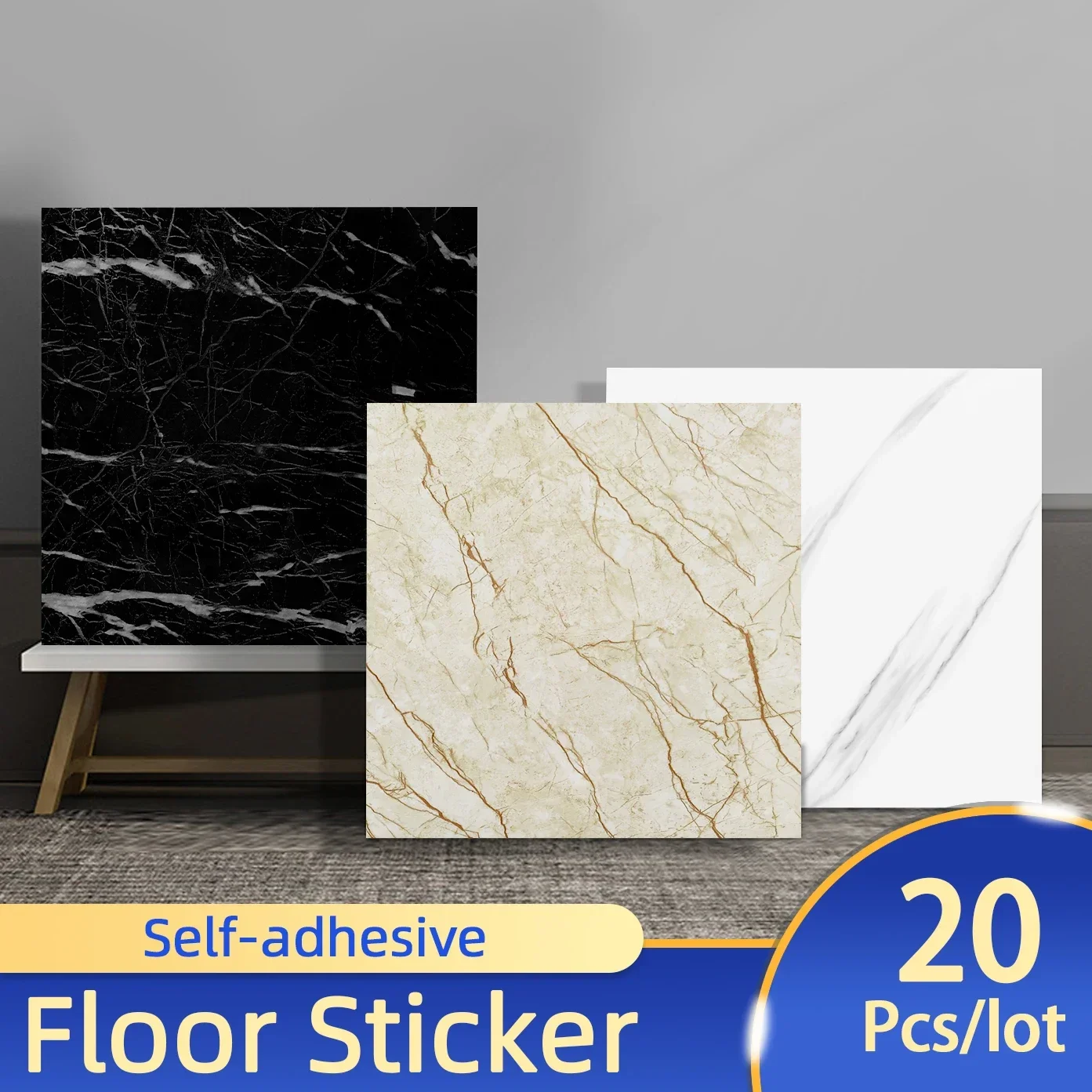 

20pcs PVC Imitation Marble Wall Stickers Self-adhesive Floor Stickers 30*30cm Waterproof Bathroom living Room Decoration Decals