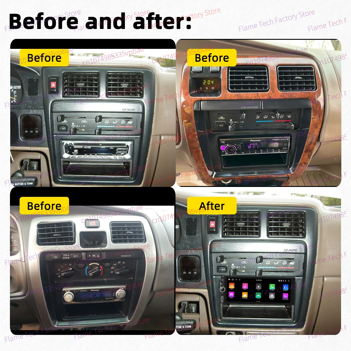 Carplay Android Auto Android Car Multimedia 1 Din Radio for Toyota 4Runner 1996-2002 6.86