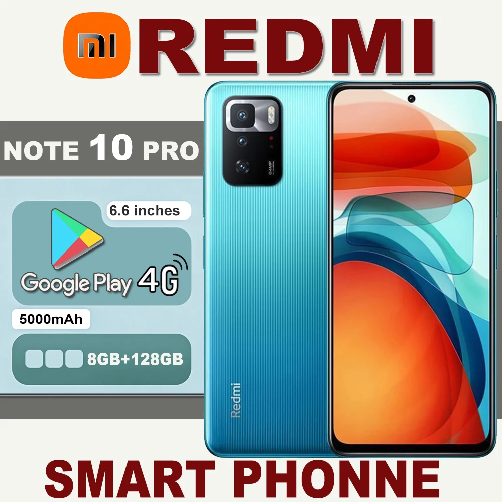 

Redmi Note 10 pro original smartphone supports NFC function 2400x1080 FHD+HD resolution 8GB+128GBn memory 5000mAh