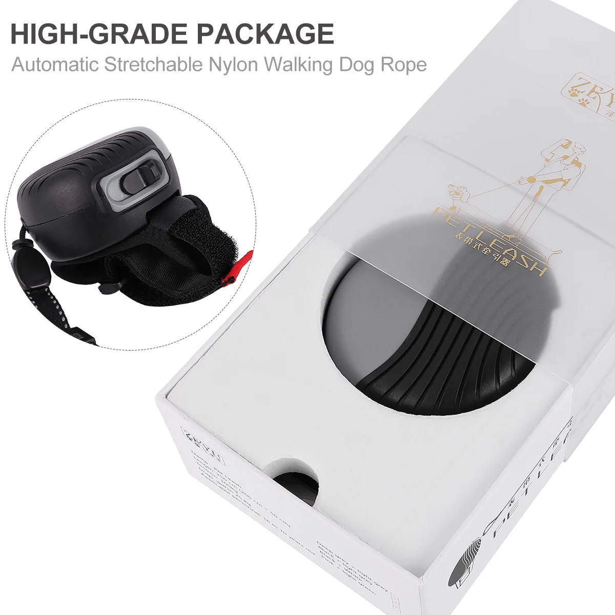 

1pc Automatic Retractable Dog Leash 3M Grey Nylon Pet Traction Strap For Walking Jogging Hiking Camping Outdoor Activity