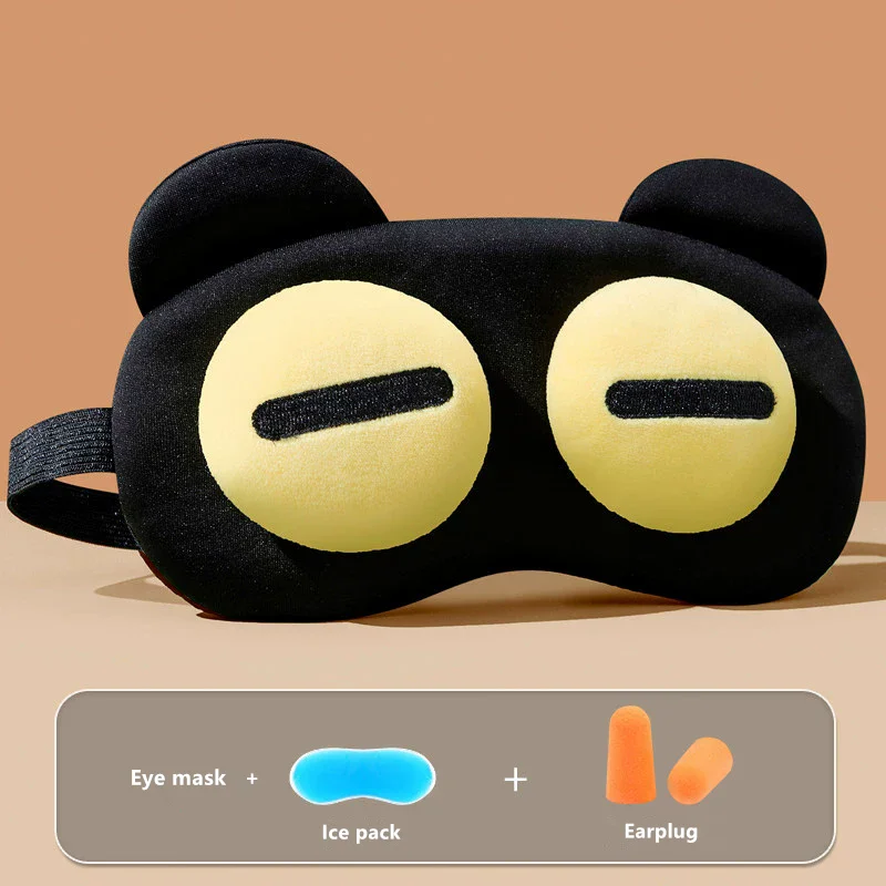 Cute Bear Eye Mask Sleep Aid Light Blocking Breathable Eyeshade for Travel Protective Safety Eye Wear Cold Hot Compress view 3