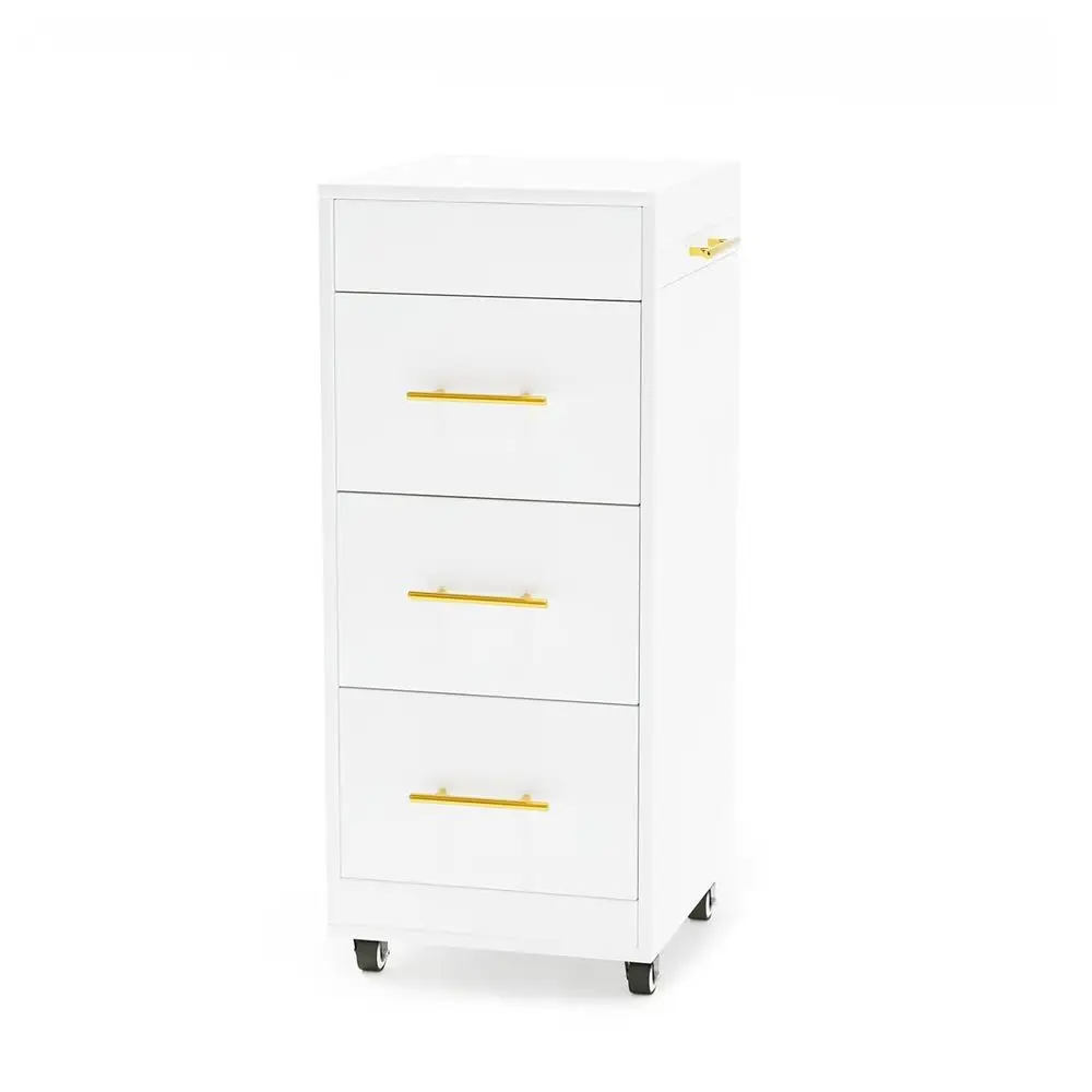 

Трехуровневая передвижная тележка для укладки волос с держателем для горячих инструментов и отсеком для хранения для салонов красоты, парикмахерских и спа-салонов, белая