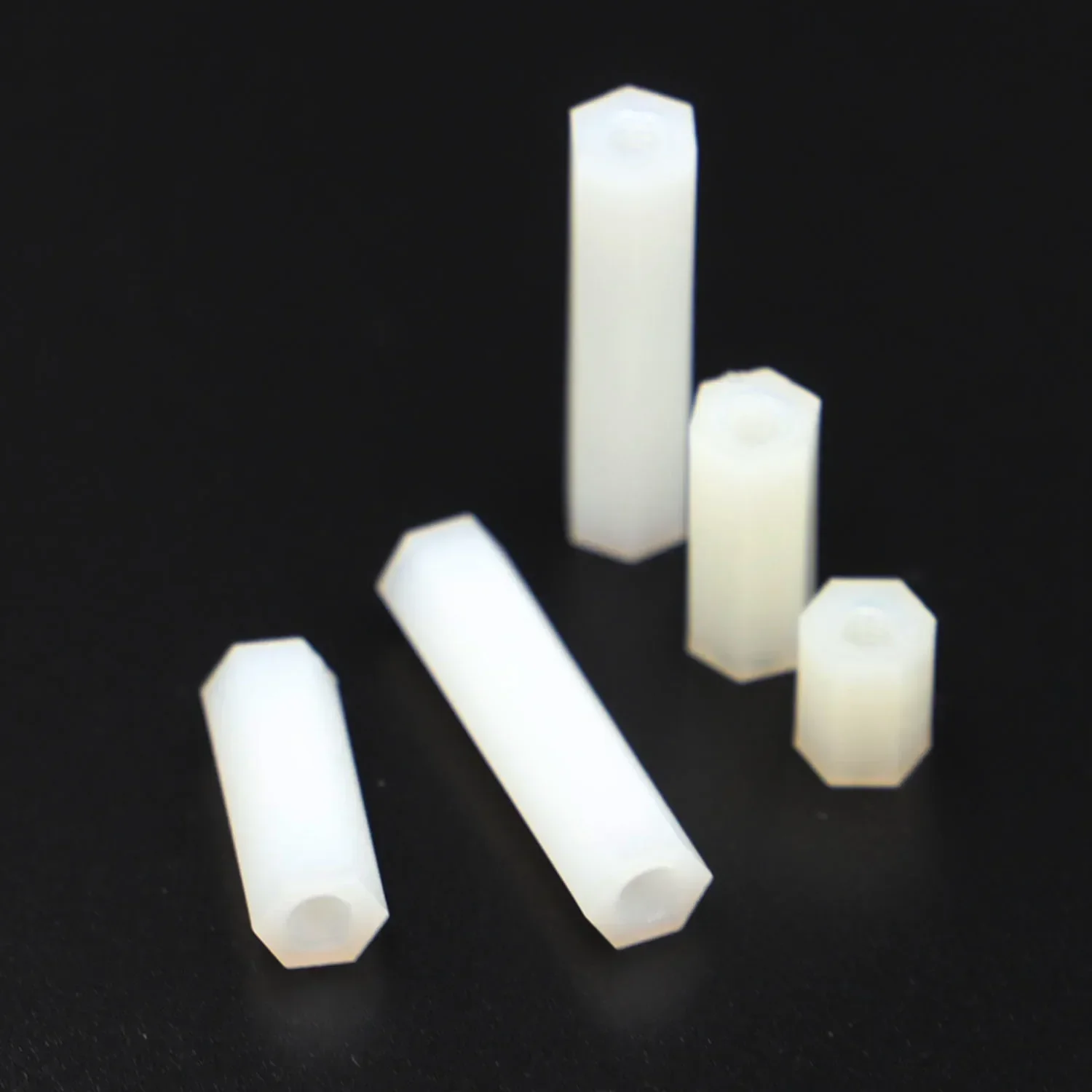 M2 M2.5 M3 M4 Hex Nylon Standoff Spacer Column Flat Head Double Pass Nylon Plastic Spacing Screws Length=5-40mm 20/50pcs