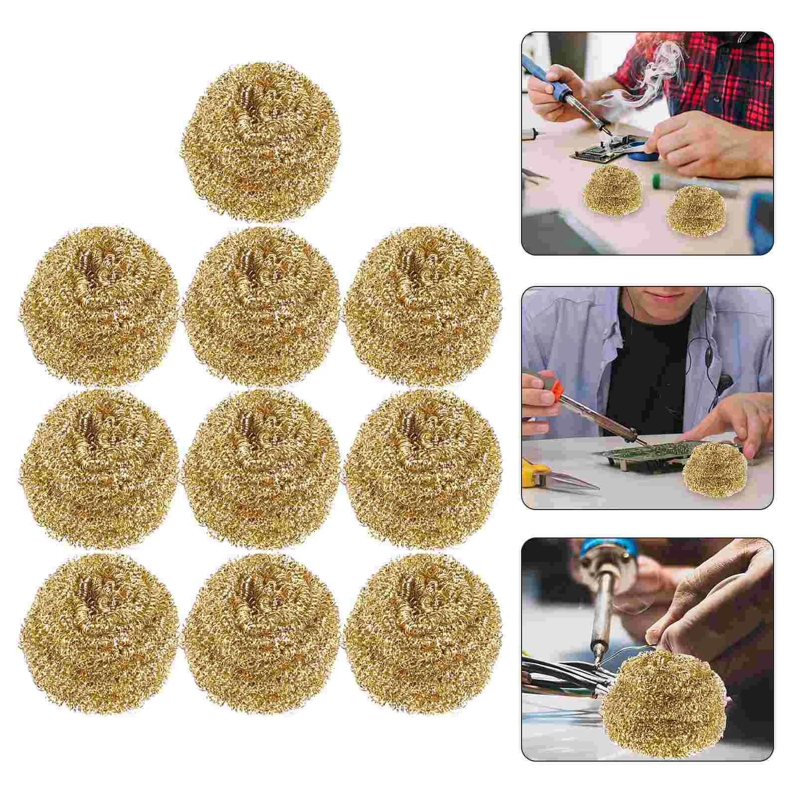 10 Pcs Sponge Soldering Tip Iron Cleaning Wire Steel Wool Brass Ball Nozzle Cleaner for Irons