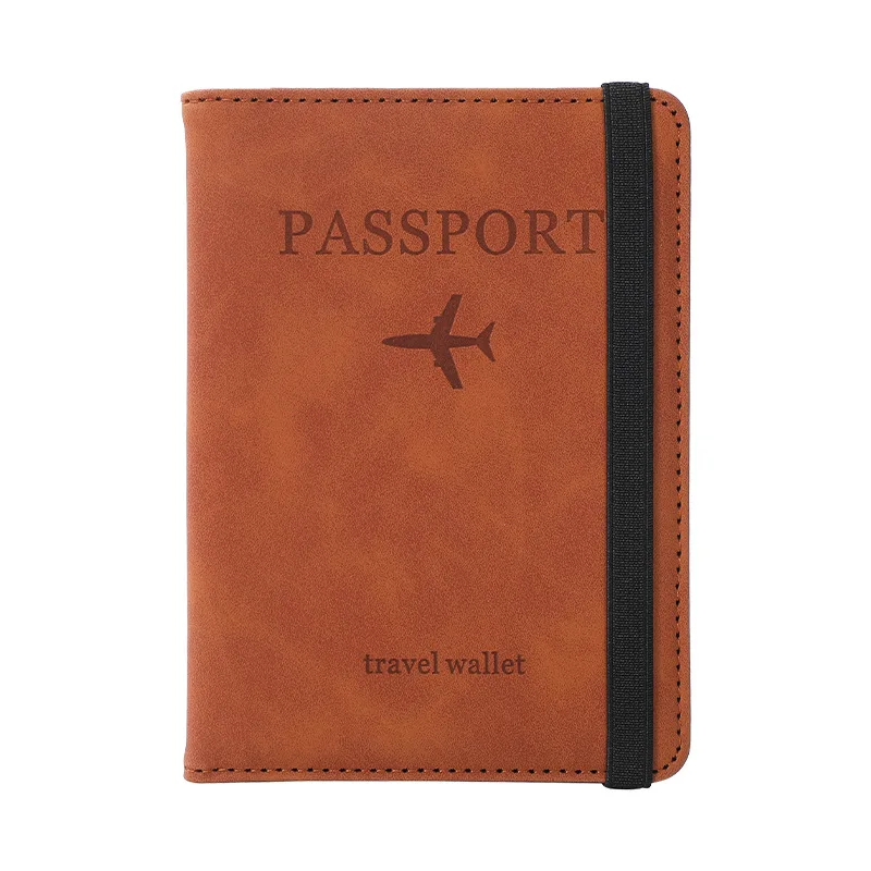 Porta-passaporte de couro pu para viagem, com slot para cartões de crédito, id sim, bolso, capa para passaporte, capa protetora, organizador