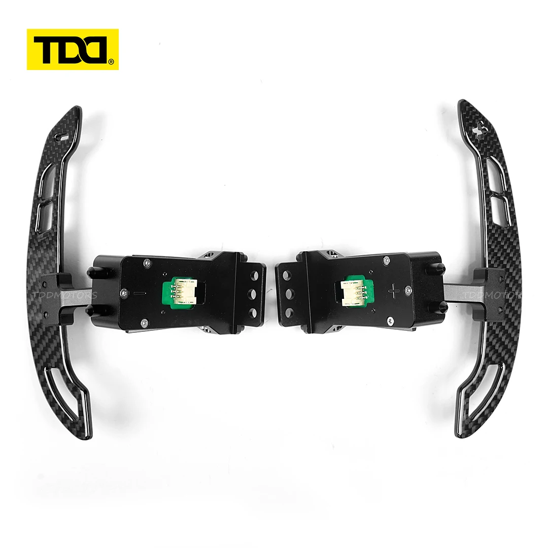 TDD Glossy Carbon Fiber Steering Wheel Magnetic Paddle Shifters For Porsche 718 Cayman gt4 991 911 Magnetic Attraction Function