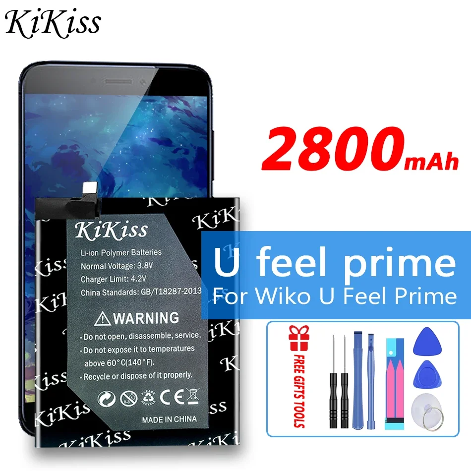 

2800mAh KiKiss Battery TLP16L08 for WIKO 9692,U Feel Prime Battery Batteria