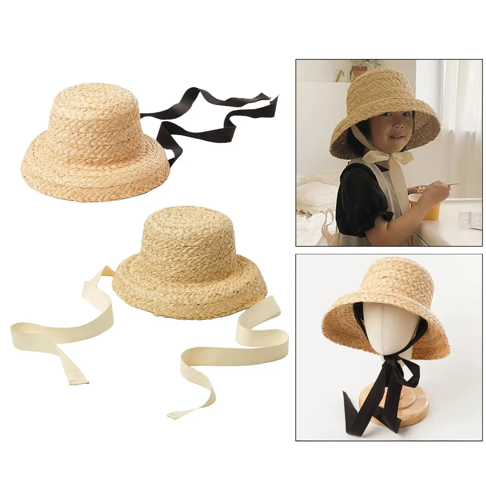 Fashion Kids Straw Hat Summer Travel Sun Hat W/ Adjustable Tie Kids Sun Hat Cap Park Walking Camping Hiking