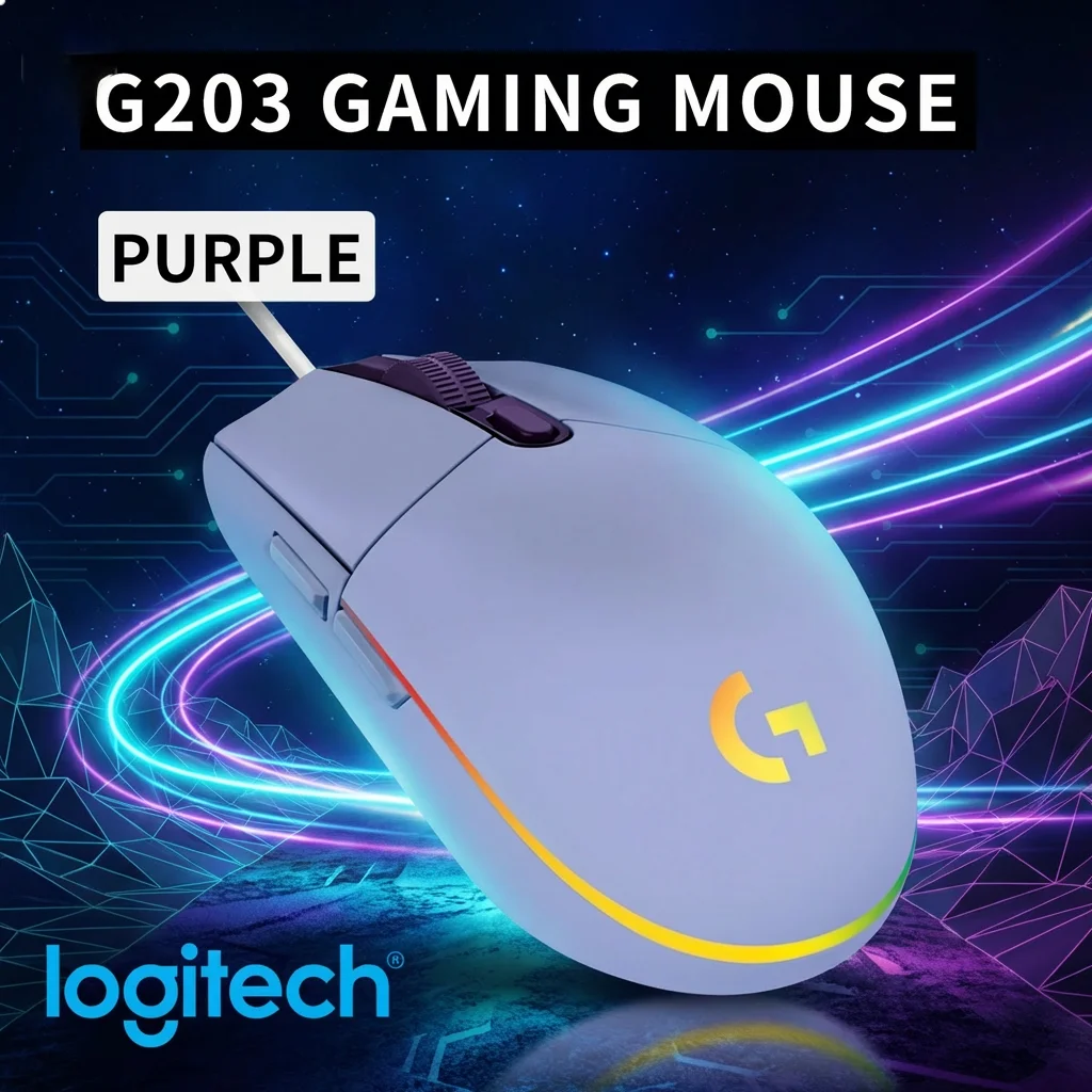 

Logitech G203 RGB Gaming Mouse Wired 8000 DPI Lightweight Ergonomic Computer Game Mouse For Home Office