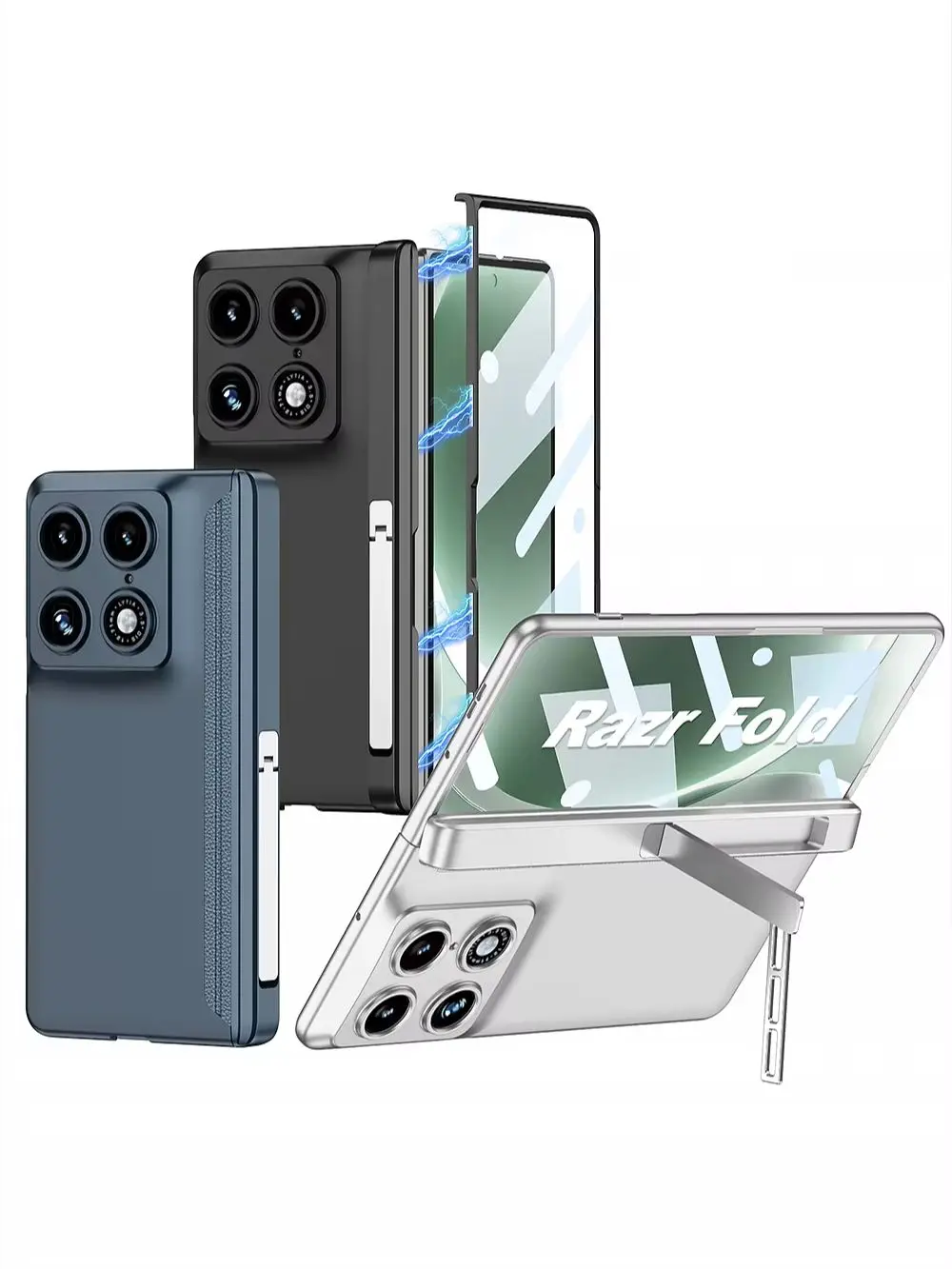 Magnetyczny Stojak z Zawiasem, Etui Kompleksowe z Ochroną Ekranu i Obudową z Matowego Plastiku dla Motorola Razr Fold / Moto Razr Fold — zdjęcie produktu 7