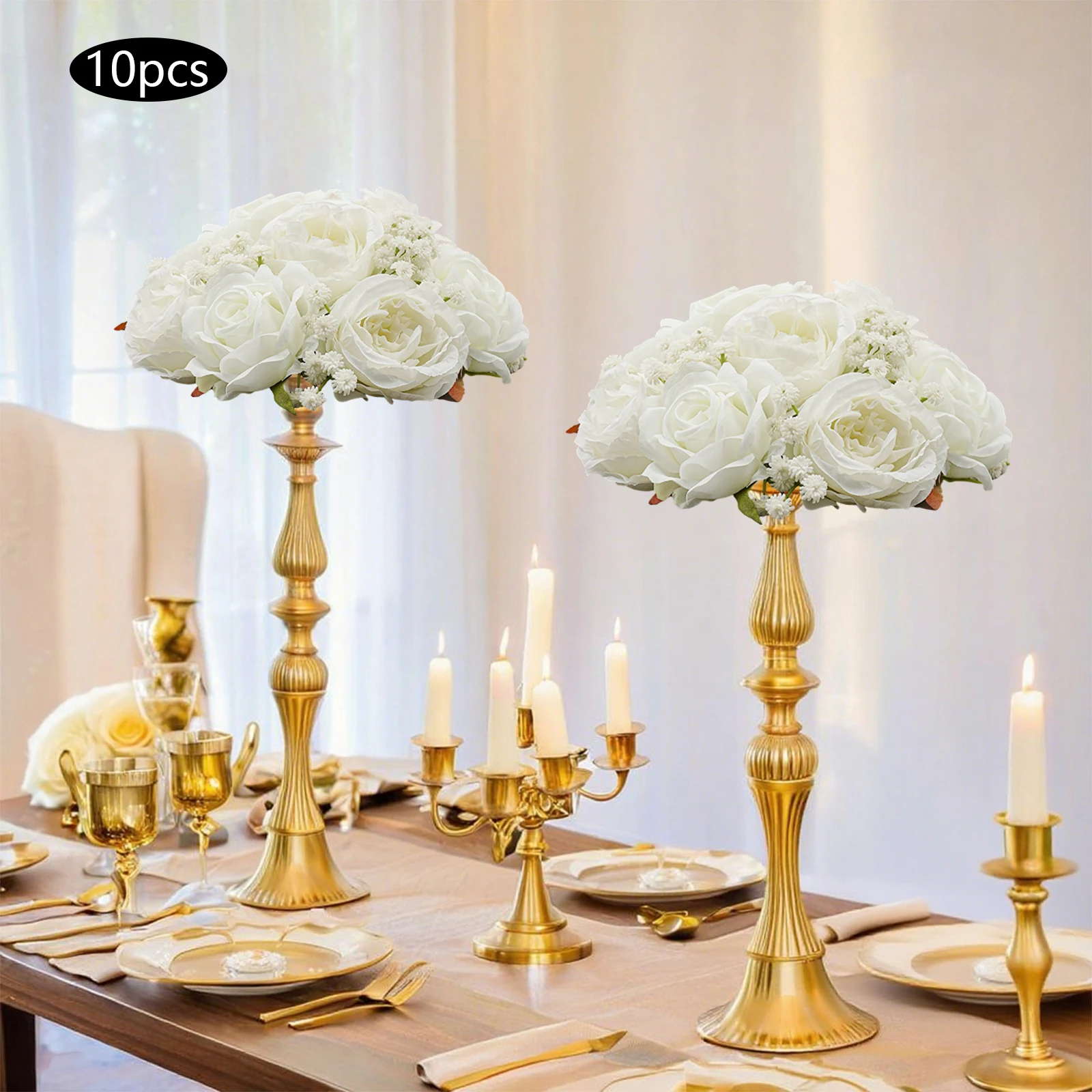 

Handmade Artificial Flower Balls, 24cm Decorative Floral Ball, Pack of 10 Bulk Wedding Centerpieces for Home Party Table Decor