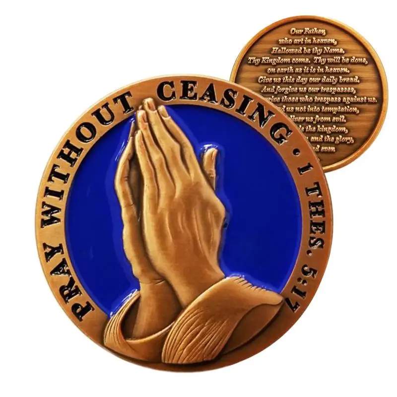 Prayer Coin Keepsake Pocket Token Antique Gold-Color Plated Challenge Coin Art Pocket Bible Verses Christian Coin For Home